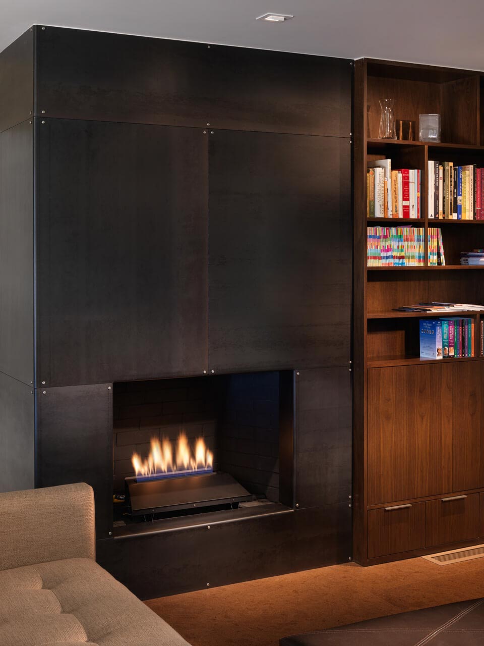 a fireplace in a room